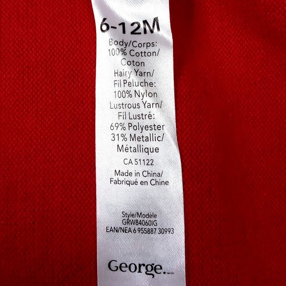 George Red Christmas Sweater With Fair Isle Winter Pattern. Size 6-12M - Picture 5 of 5